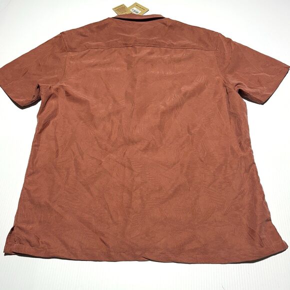 Woody's Retro Lounge Shirt Mens XXL 2XL Rust Jacquard Short Sleeve Button Up NWT - Picture 5 of 9